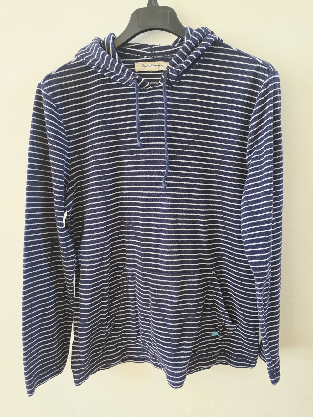 Tommy Bahama Navy & White Striped Hooded Pullover Size M
